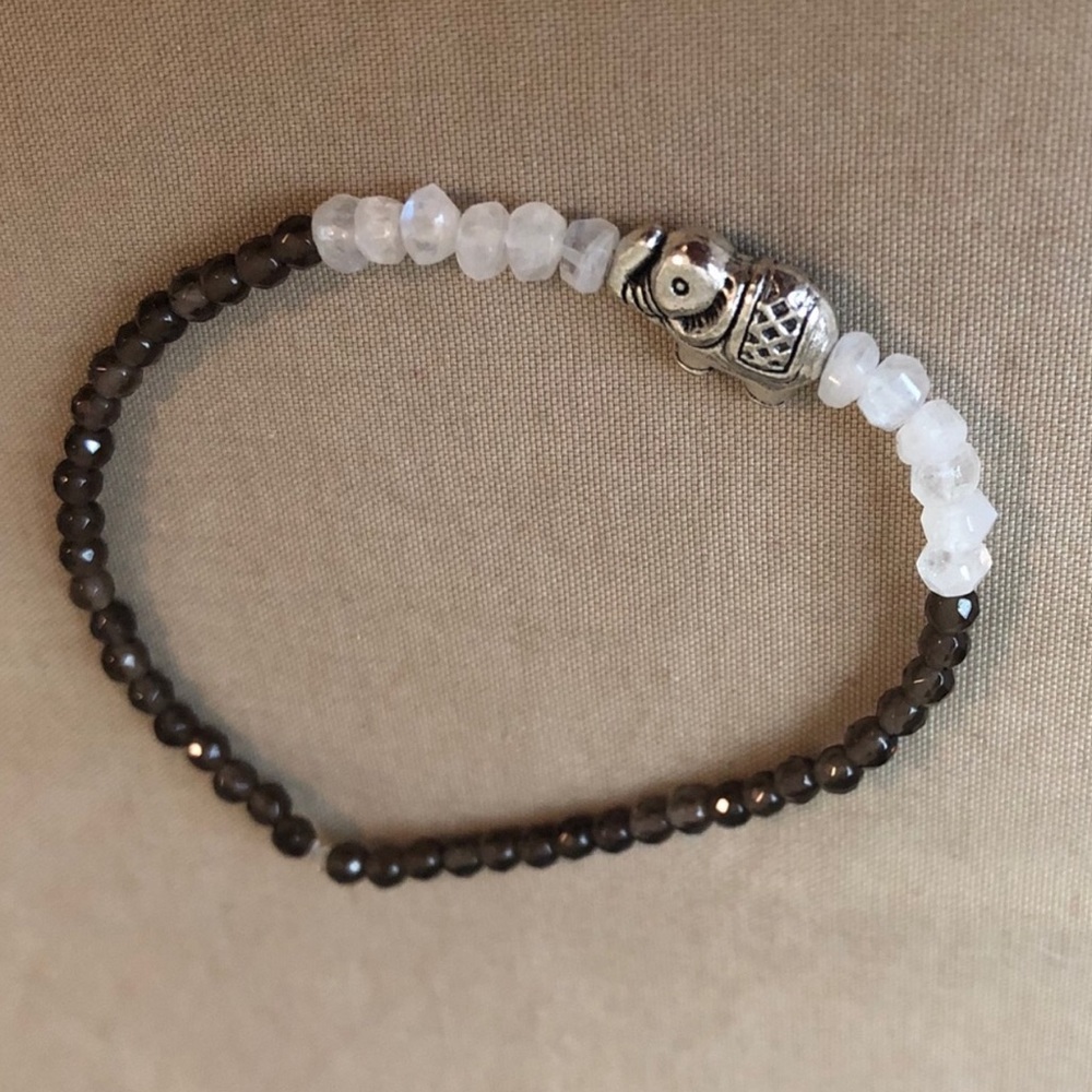 Smokey Quartz and moonstone Crystal Bracelet